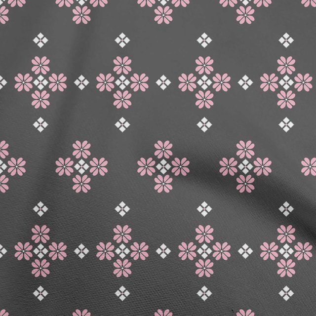 oneOone Viscose Jersey Gray Fabric Geometric Fair Isle Pattern Sewing Craft Projects Fabric Prints By Yard 60 Inch Wide