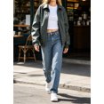 thumbnail image 4 of Women Faux Leather Jackets Bomber Casual PU Zip Motor Biker Coat, 4 of 6