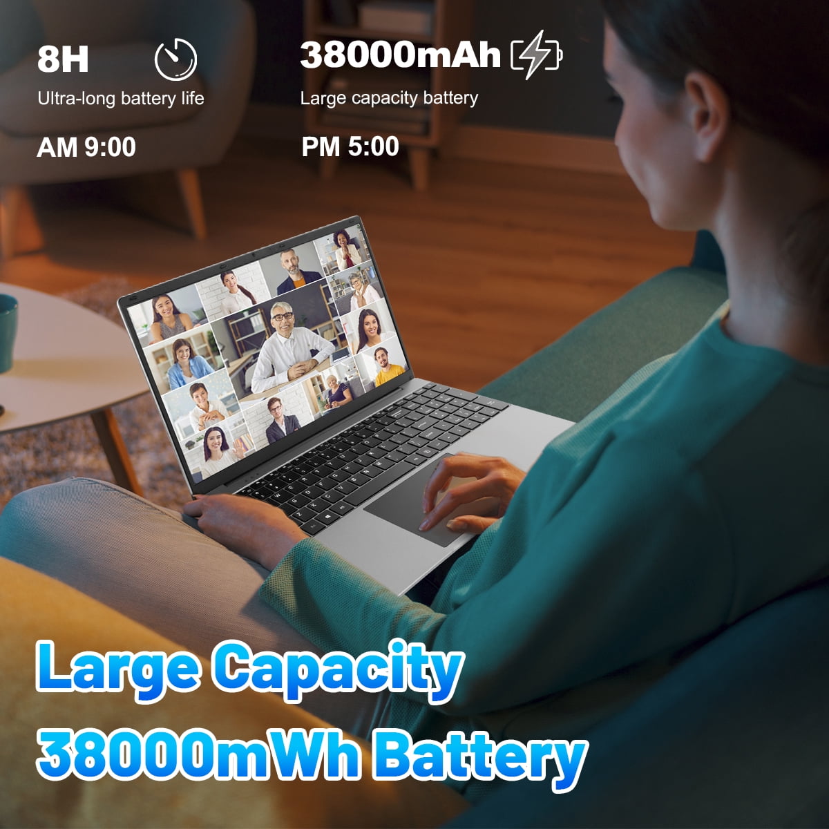 AEEZO 15.6 inch Laptop for Students and Office — 16GB RAM, 512GB SSD, Intel N5095, Gray