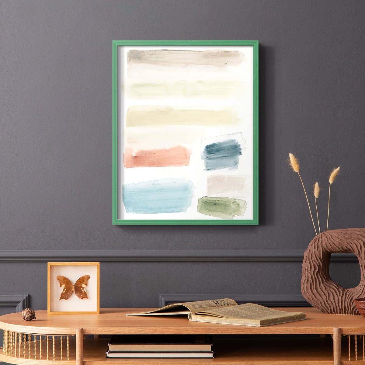 Watercolor Swatches II Framed Print in Green Solid Wood 11 x 14 Framed Print