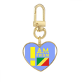 thumbnail image 1 of I Am From Congo Art Deco Fashion Gold Heart Keychain Metal Keyring Holder, 1 of 3