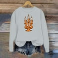 thumbnail image 3 of Ounisa Halloween Women's Pullover Thanksgiving Sweatshirt Candle Printed Crew Neck Blouse Long Sleeve Tops with Pocket, 3 of 5