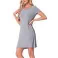 thumbnail image 4 of INSPIRE CHIC Women's Sleepshirt Short Sleeve Ruffle Nightgown Sleep Dress Loungewear Nightshirts S Light Gray, 4 of 6