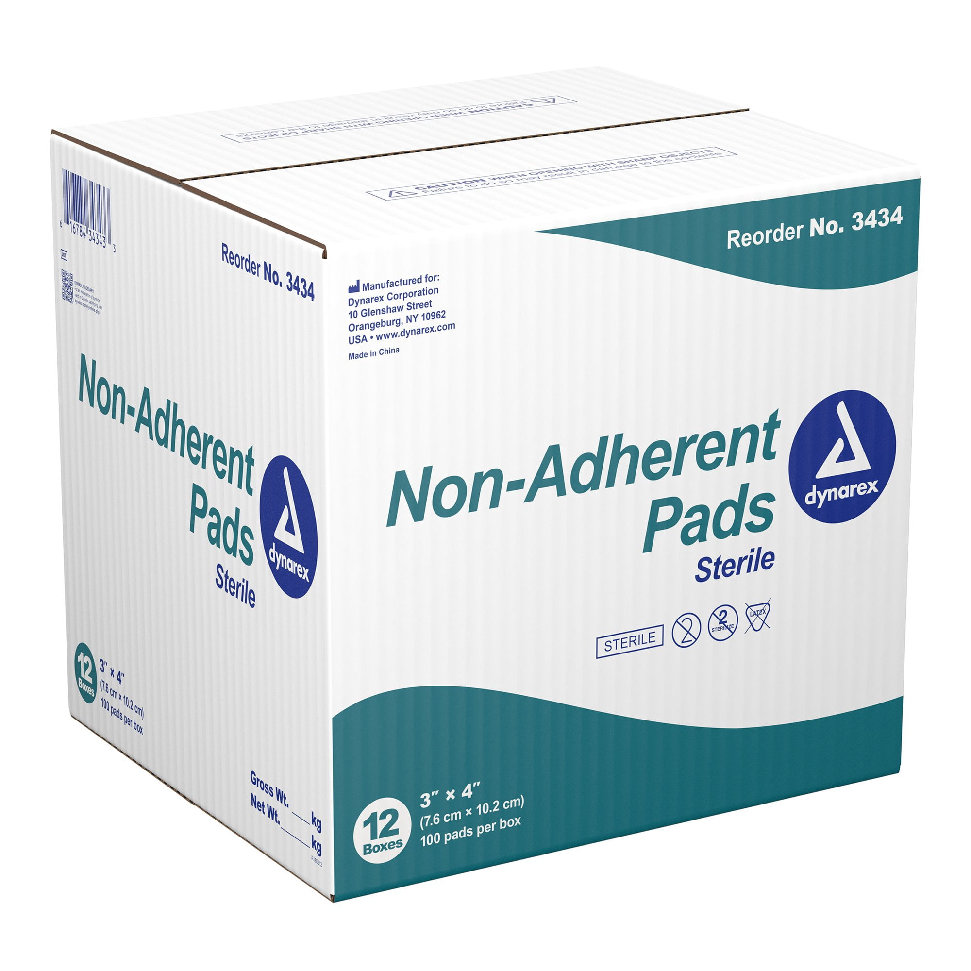 Dynarex Sterile Non-Adherent Dressing Rectangle 3 x 4" 3434 1200 per Case