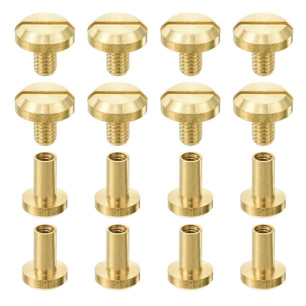 Uxcell 8Pack Tornillo Chicago de latón, remaches de cuero cóncavos de 10mm, tornillo de unión para artesanía en cuero