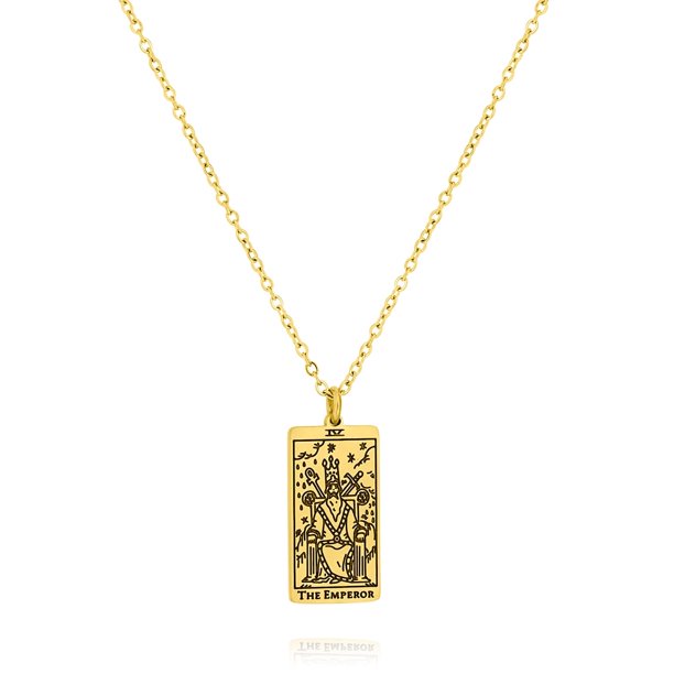 Collar de Tarot JeenMata El Emperador Baño de Oro Amarillo