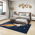 thumbnail image 2 of Rocket Rugs for Kids Bedroom - 6x8 Rug - Rocket Rug - Kids Outer Space Cartoon Area Rug - Boys Universe Rugs - Navy Blue Carpet, 2 of 7