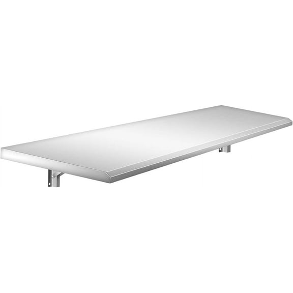 Folding Stainless Steel Concession Shelf for Food Trailers 72" x 12" Space-Saving Drop Down Metal Serving Shelves for Concession Windows