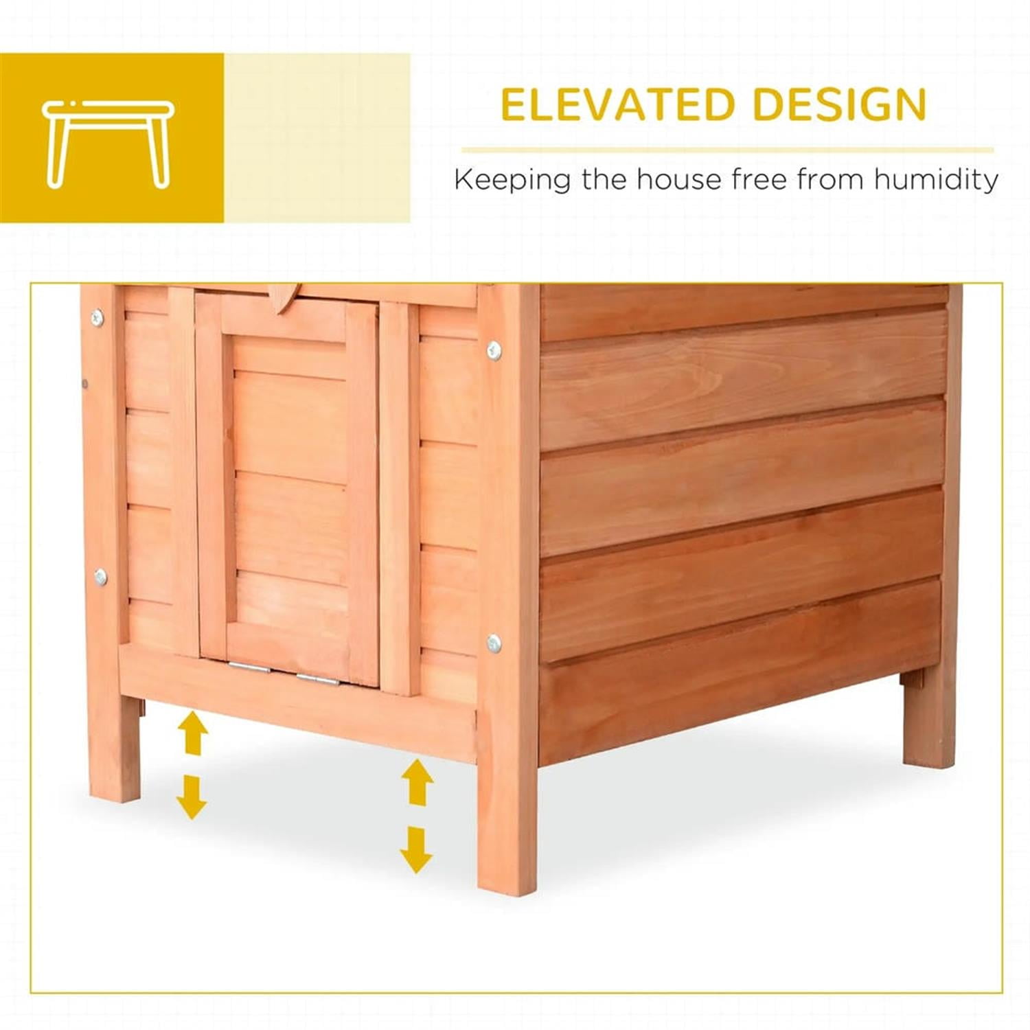 Kadyn 17" Wooden Rabbit Hutch with Openable & Waterproof Roof, Outdoor Bunny Cage for Cats, Bunnies, Guinea Pigs, Orange