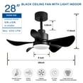 thumbnail image 6 of 28' Ceiling Fans with Lights and Remote/App Control,Low Profile Ceiling Fans with 5 Reversible Blades 3 Colors Dimmable 6 Speeds Ceiling Fan for Bedroom Kitchen,Black Abs+Steel(Q235) Electrical, 6 of 6