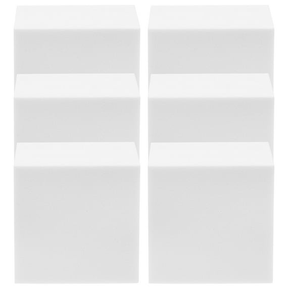 Smooth Unpainted Blank Foam Cube for DIY Craft, 6 Pack