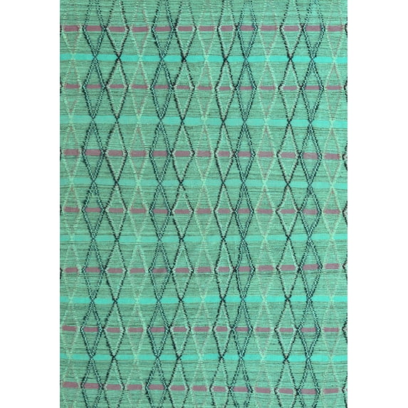 Ahgly Company Indoor Rectangle Abstract Turquoise Blue Modern Area Rugs, 2' x 4'