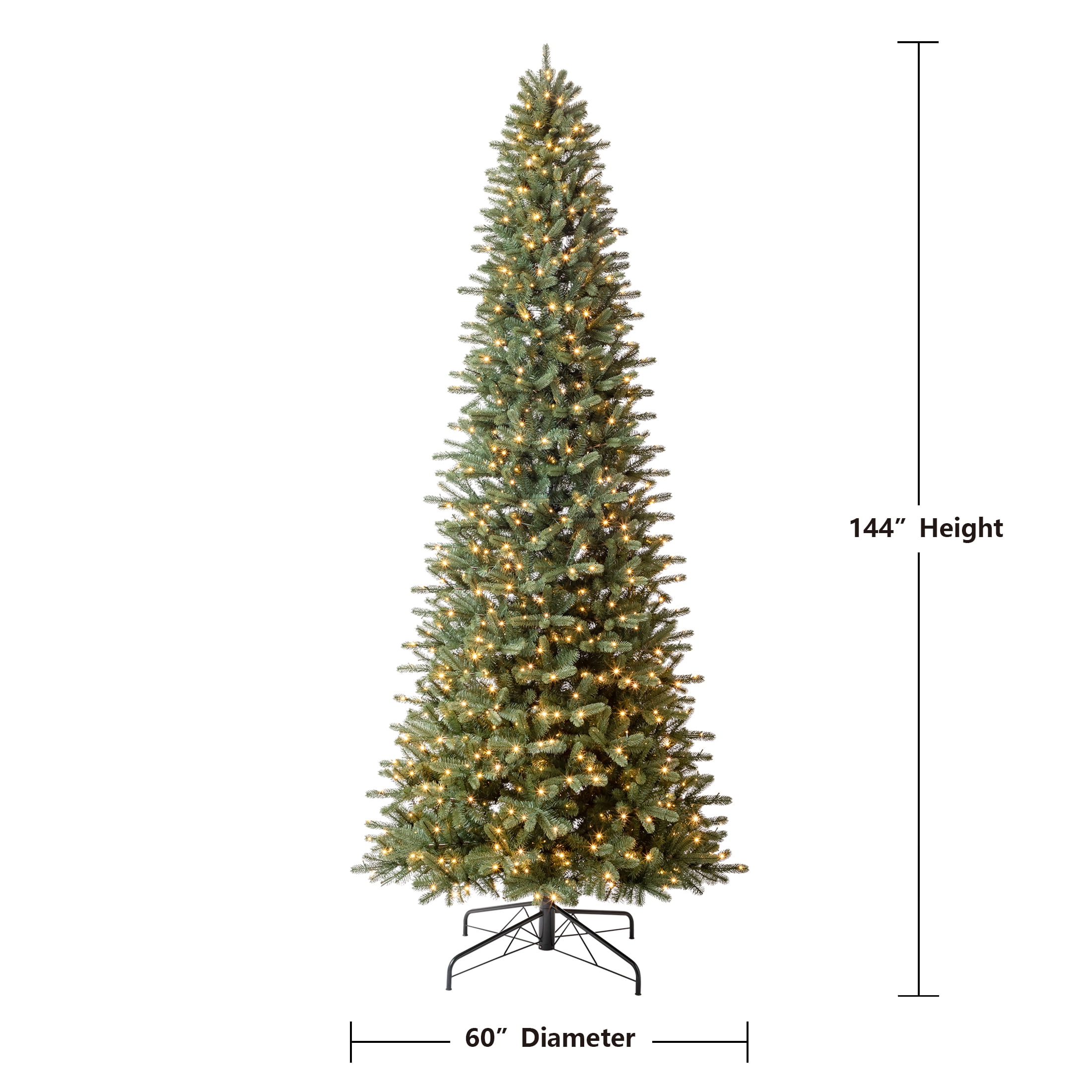 12' Birchwood Fir Prelit Green Artificial Christmas Tree with Warm White Twinkle LED Lights and Quick Set, by Holiday Time