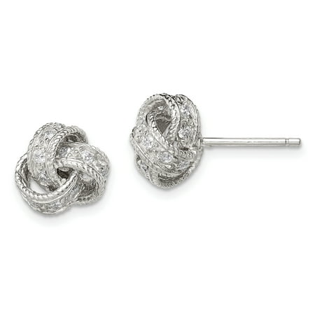 925 Sterling Silver Cubic Zirconia Cz Love Knot Post Stud Earrings Ball Button