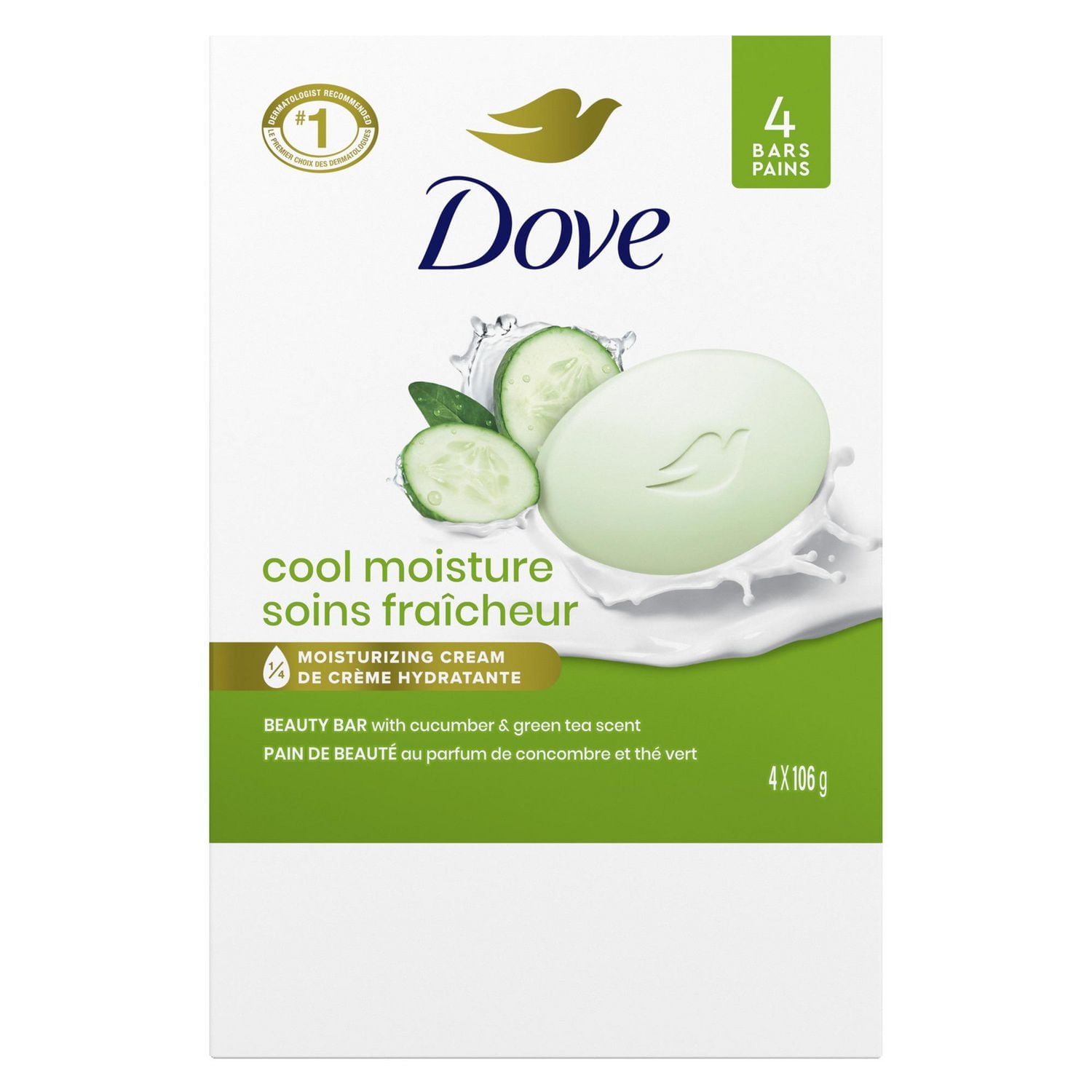 Dove Skin Care Cucumber and Green Tea Beauty Bar, 4x106g