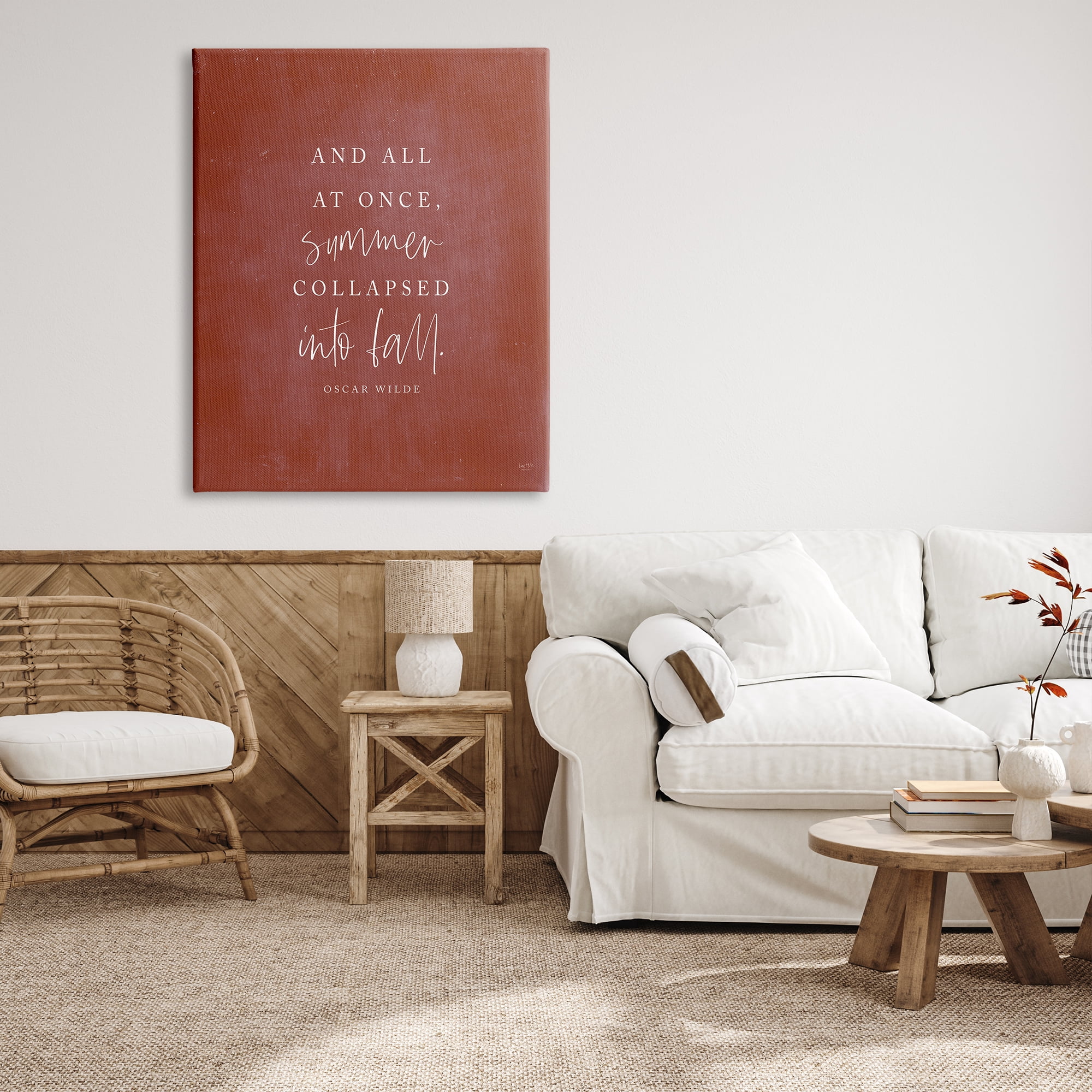 Stupell Industries Oscar Wilde Fall Quote Inspirational Painting Gallery Wrapped Canvas Print Wall Art, 36 x 48
