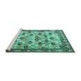 thumbnail image 2 of Ahgly Company Machine Washable Indoor Round Persian Turquoise Blue Traditional Area Rugs, 6' Round, 2 of 4