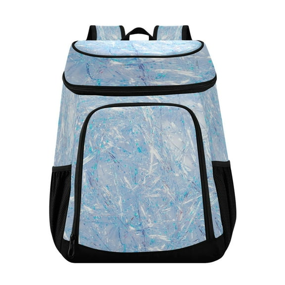 36 Can Capacity Insulated Backpack Cooler Lunch Bag for Picnics, Camping Blue Lines Particles