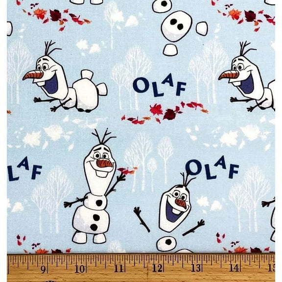1 Yard - Disney Frozen Olaf on Blue Cotton Fabric (Great for Quilting, Sewing, Craft Projects, Throw Pillows & More) 1 Yard X 44" Wide