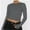 Gray, variant on Womens Long Sleeve T Shirts Basic Scoop Neck Crop Tops Casual Slim Fitted Clothes Thermal Tee