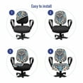 thumbnail image 4 of East Office Chair Slipcover, Vintage Eastern Abstract Floral Pattern with Leaves Grid Style Lines, Protective Stretch Decorative Fabric Cover, Standard Size, Pale and Dark Blue Beige, by Ambesonne, 4 of 5