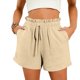 thumbnail image 1 of Puntoco Pantalones cortos casuales para mujer, informales, de primavera y verano, sólidos, cómodos, con cintura elástica y bolsillos, nuevos pantalones cortos de moda para mujer, 1 of 5