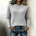 thumbnail image 2 of HAiming Fall Winter Sweaters for Women Long Sleeve Warm Scoop Neck Solid Color Casual Blouses Going out Undershirts, 2 of 6