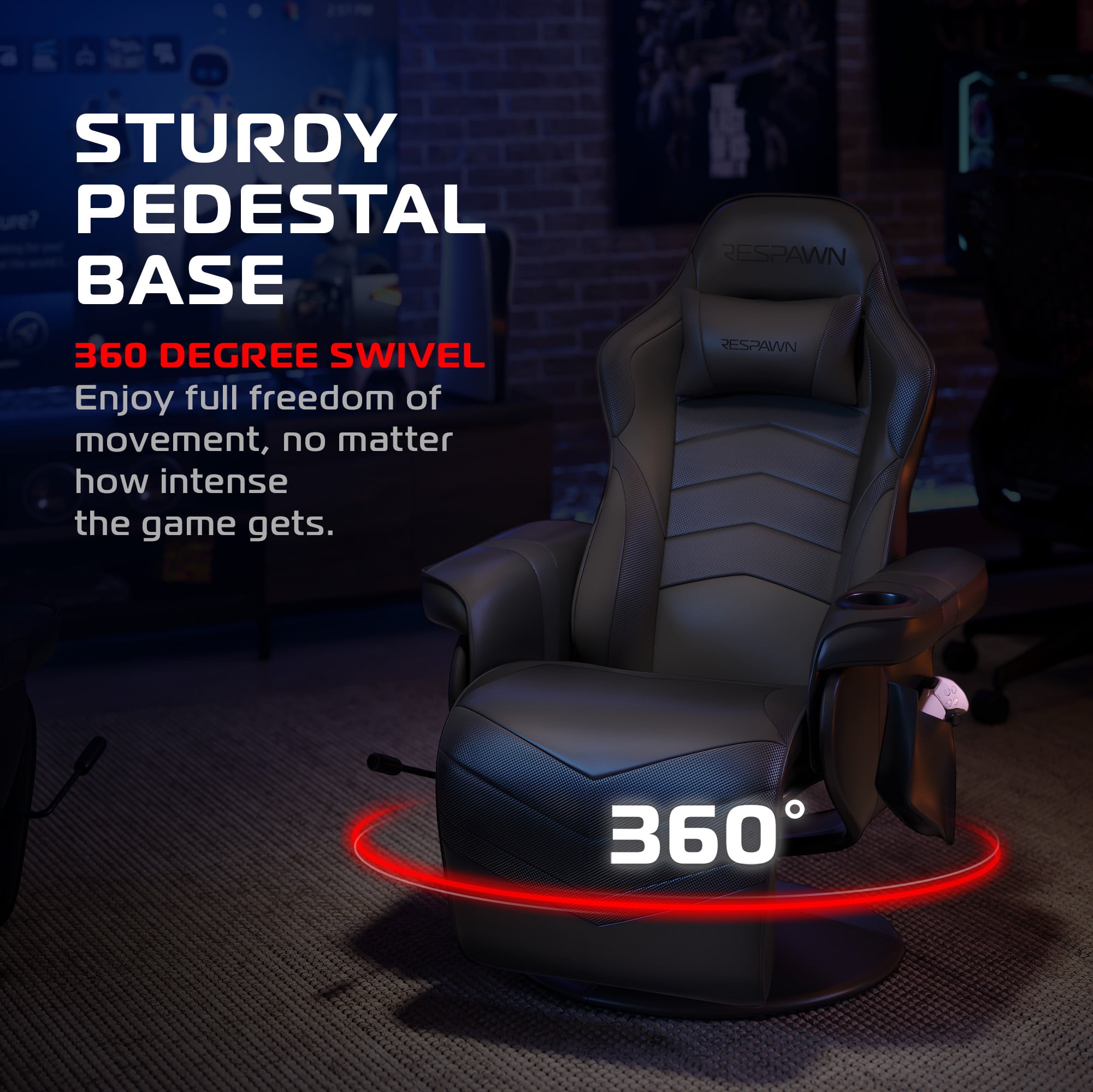 RESPAWN 900 Console Gaming Recliner with Footrest and Lumbar Support - Comfortable Ergonomic Gaming Chair with Headrest, No Wheels, Reclining, Heavy Duty, Racing Style Video Game Chairs - Black