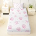 thumbnail image 3 of spefrowx Simple Line Shell Twin Sheets for Girls, Pink Dot Starfish Coastal Bedding, 3pcs, 1 Flat Sheet, 1 Fitted Sheet and 1 Pillowcase, 3 of 5