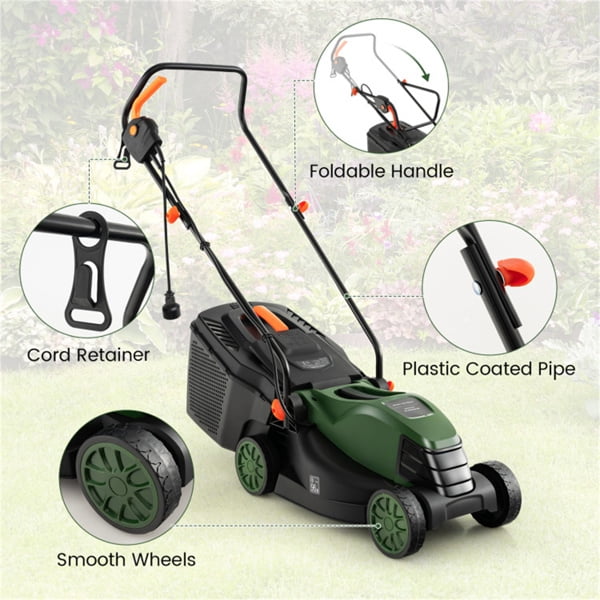 imerelez Push Reel Lawn Mower 13.5 inch, 5 Blades Manual Push Mower , Walk-Behind Lawn Mowers with Grass Catcher Bag for Green Lawns, Driveways, Courtyards