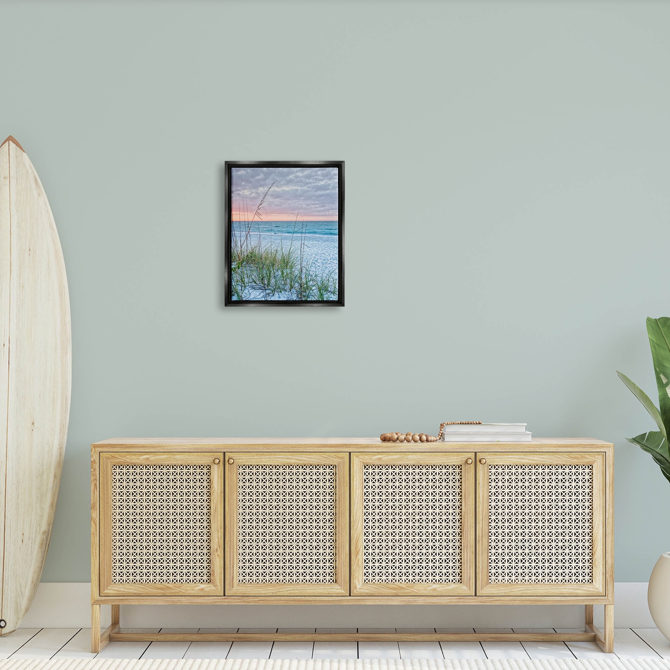 Stupell Industries Coastal Sea Grass Sprigs Beach Shore Photograph Jet Black Floating Framed Canvas Print Wall Art, Design by Mary Lou Photography