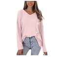 thumbnail image 2 of Annhoo Womens Fall Tops Casual Long Sleeve V Neck Knitted Sweater Blouses Lightweight Loose Soft Pullover Shirts, 2 of 5