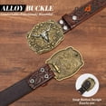 thumbnail image 5 of SUOSDEY Cowboy Western Belts for Men Women Floral Engraved Belt for Jeans Christmas Coffee Cowgirl Belt(Bull Buckle), 5 of 8