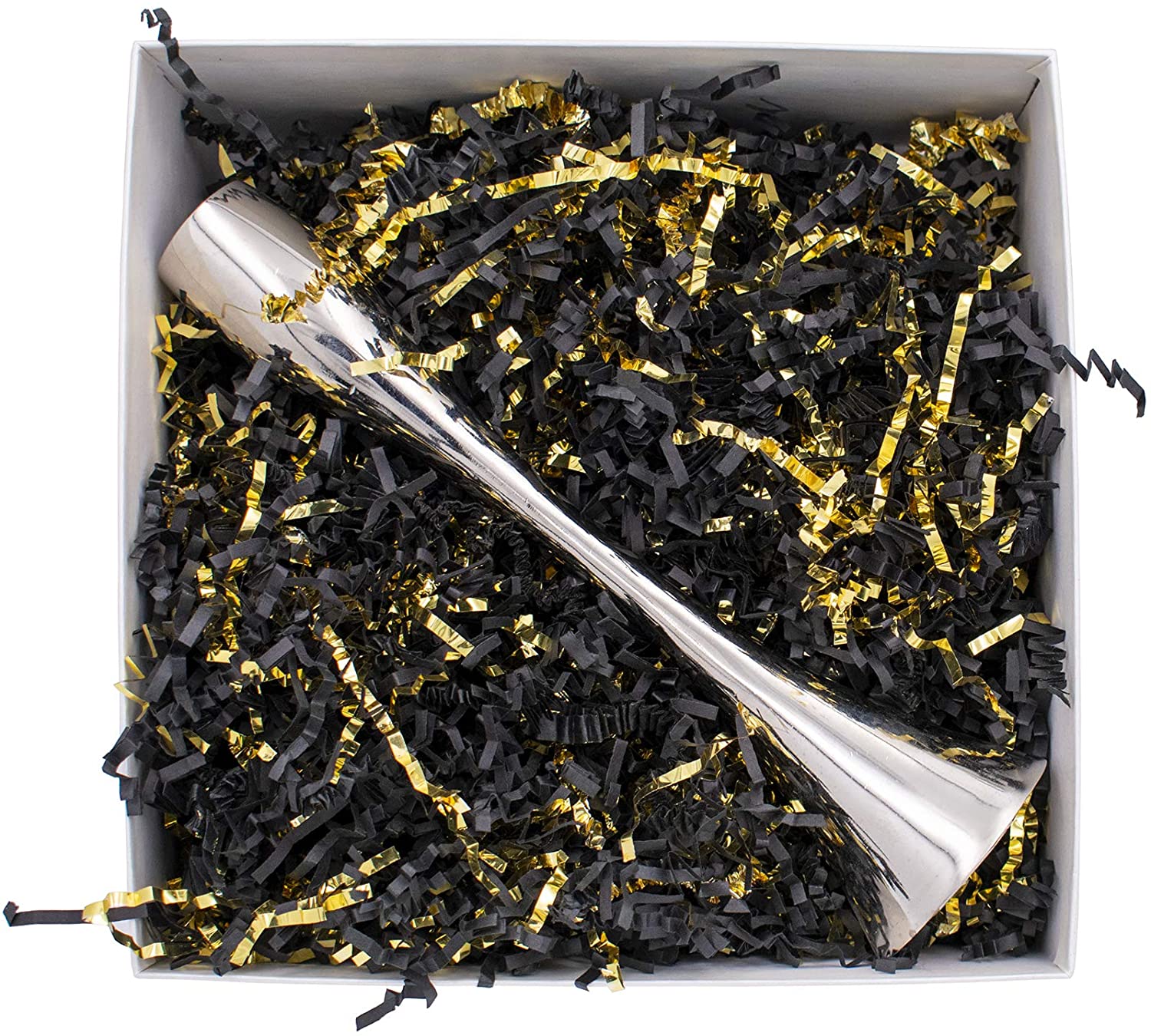 3-Ply Crinkle Cut Shredded Paper, 2 lbs, Black & Metallic Gold