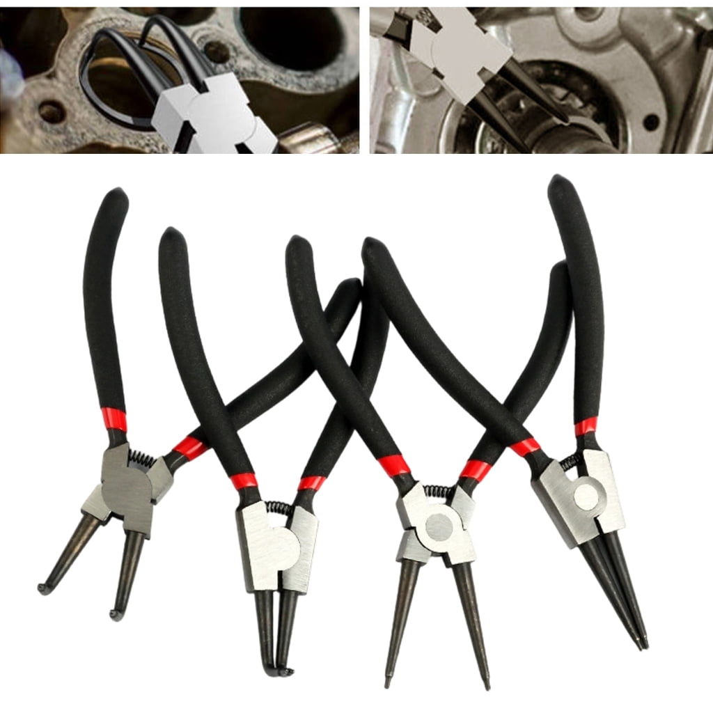 Pack of 4 Circlip Pliers Professional Snap Rings Pliers Heat Treated Steel Construction Four Head Types Spring Mechanism
