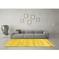 thumbnail image 3 of Ahgly Company Machine Washable Indoor Square Trellis Yellow Modern Area Rugs, 7' Square, 3 of 4