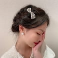 thumbnail image 5 of Barrettes New Simulated Pearl Bow Hair Grips for Women Wedding Hair Jewelry Hairpins Wholesale, 5 of 5