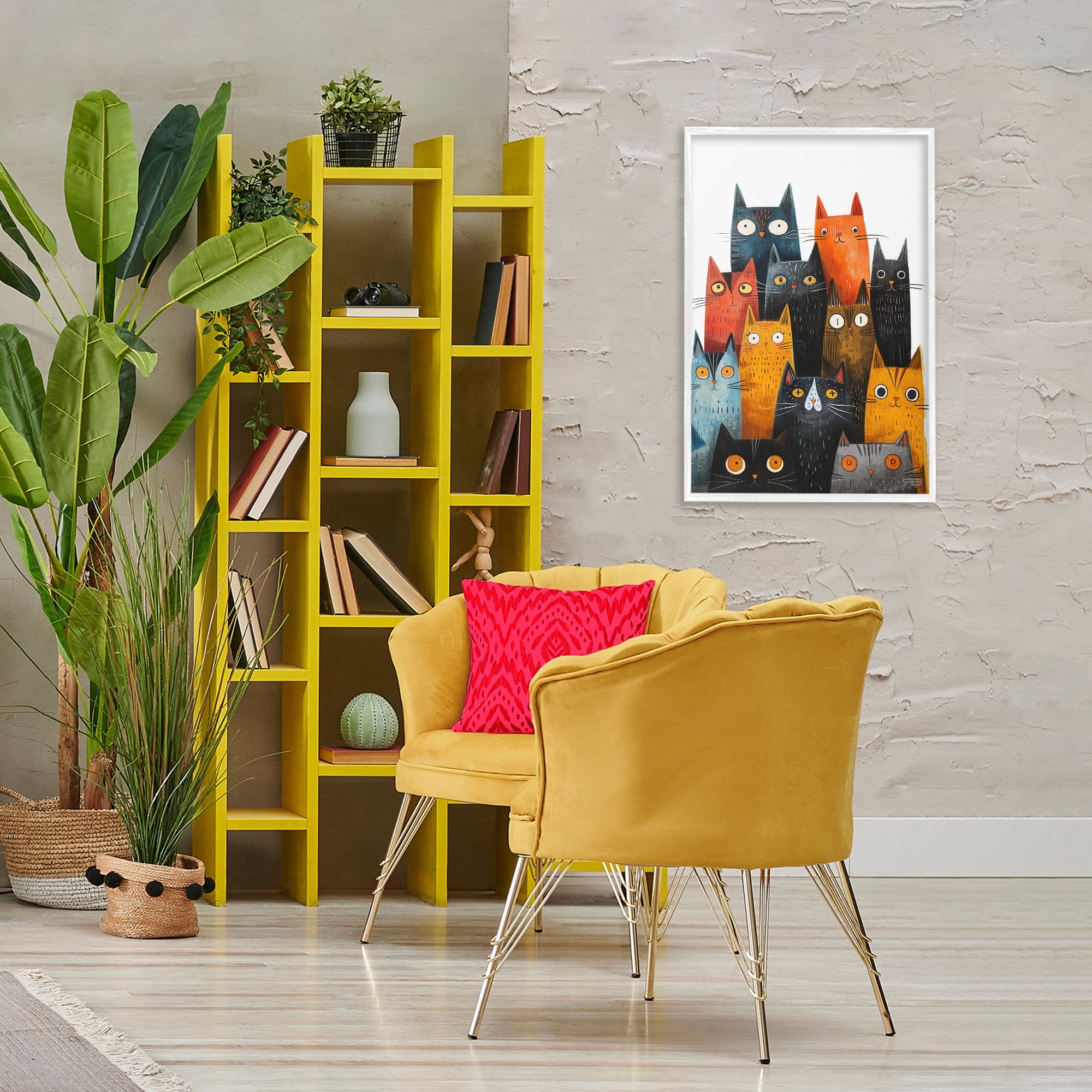 Stupell Industries Fun Peeking Cat Faces Animals & Insects Painting White Framed Art Print Wall Art, 20 x 30