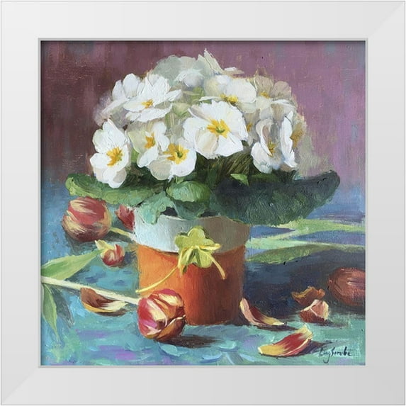 Strube, Ling 15x15 White Modern Wood Framed Museum Art Print Titled - White Primrose