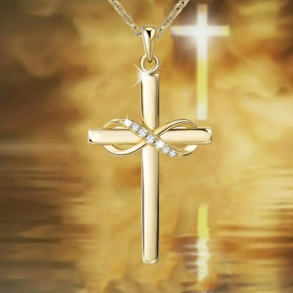 925 Sterling Silver Cross Necklace for Women Infinity Necklace 14K Rose Gold Plated Necklaces for Easter or Mother's Day