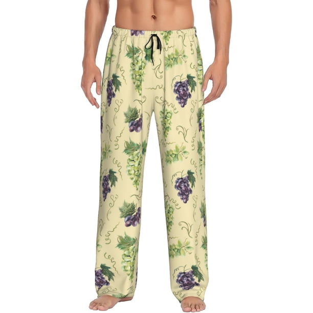 Balery Green And Purple Grapes Pantalones de pijama para hombre, pijama ultraligero, pantalón de descanso-3X-Large