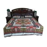 Mogul Tapestry Cotton Bed Cover Floral Print Indi Hippie Bedspread 3pc set