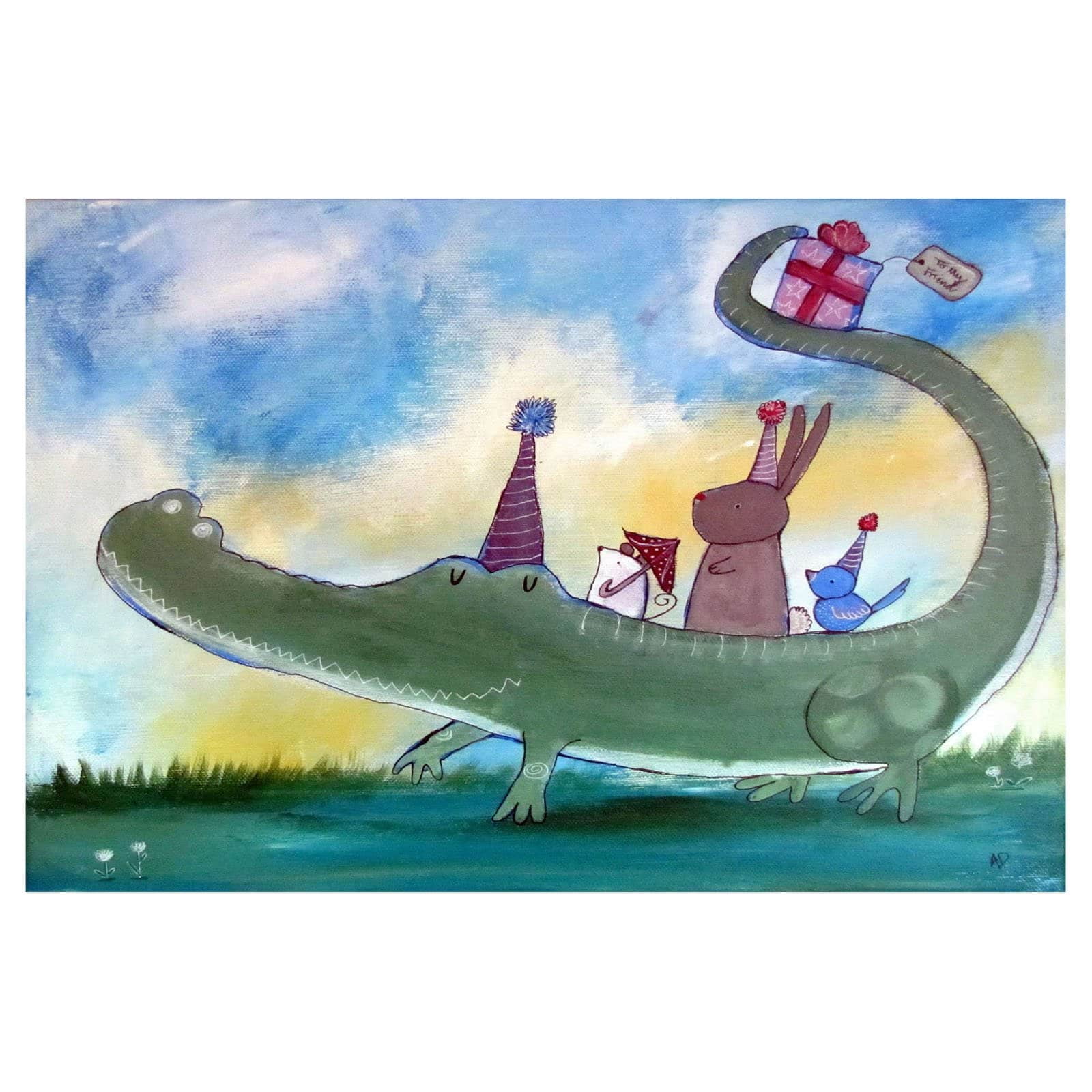 Marmont Hill Alligator Birthday Wall Art
