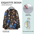 thumbnail image 5 of Football and Baseball Black Pattern Backpack for School, Cute School Bag with Adjustable Shoulder Straps and Padded Back, 15.3"x11"x7.1", 5 of 5