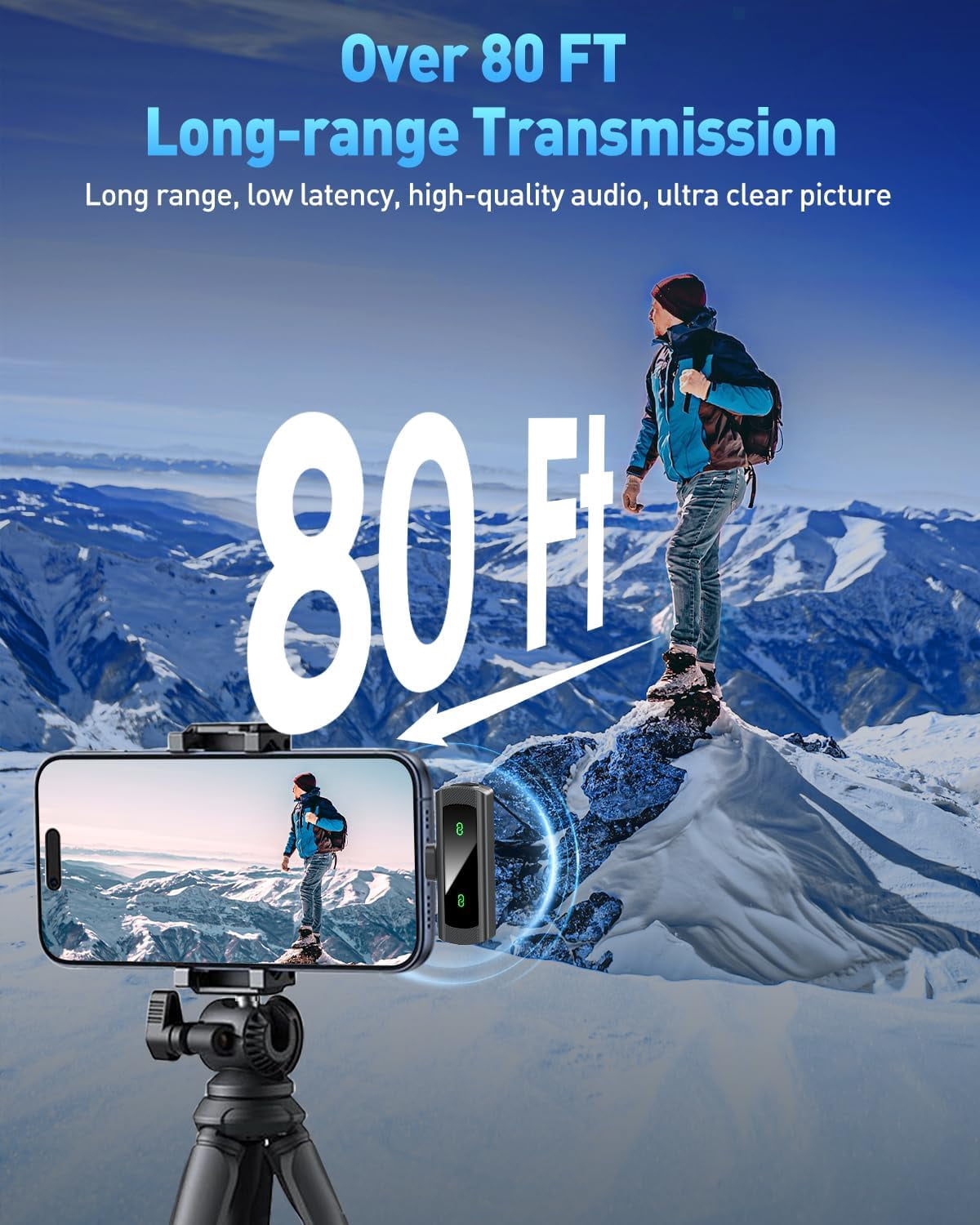 USB C Wireless Lavalier Microphone for iPhone 15 16, Mini LED Display Microphone for Android with Noise Reduction, Lapel Magnetic Clip-on Mic for Recording Content Creator Vlog Tiktok YouTube