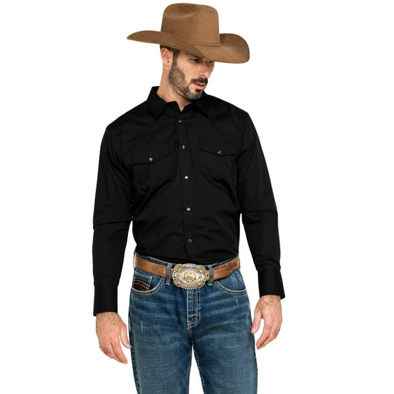Gibson Trading Co Men's Long Sleeve Snap Western Shirt Big Black 3X