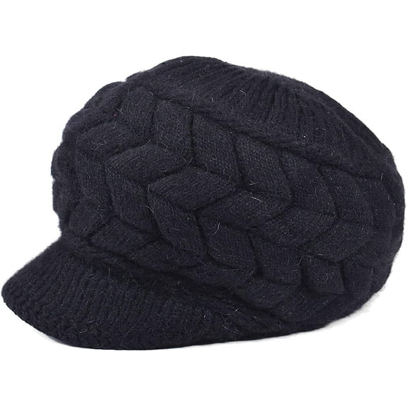 Zhengup Women Winter Warm Knit Newsboy Cap Slouchy Beanie Cap with Visor Beret Hat for Ladies Girls Autumn Winter Hats