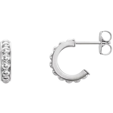 Platinum Polished Earring - Platinum 12mm Polished Beaded Earrings - 4.4 Grams