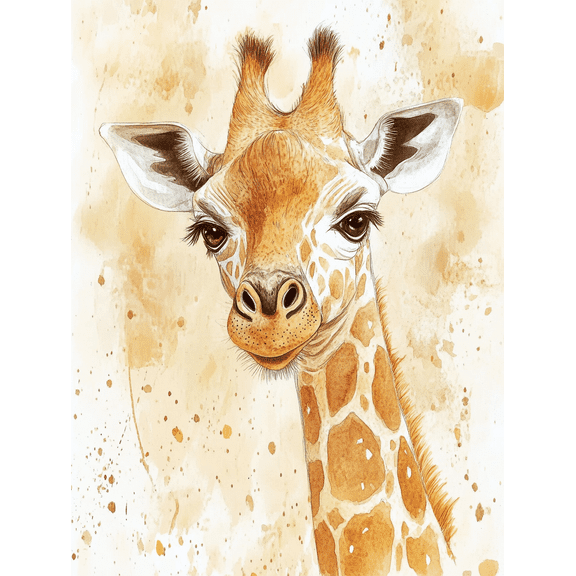 Cute Giraffe Watercolor Wall Art Canvas Print，Suitable for Living Room， Bedroom， Nursery， Office， and Bathroom Decor.