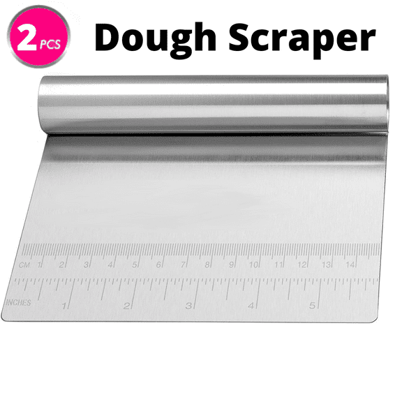 Pizza Dough Scraper Cutter Pastry Cake Stainless Steel Divider Dough Knife (2 Pack), New